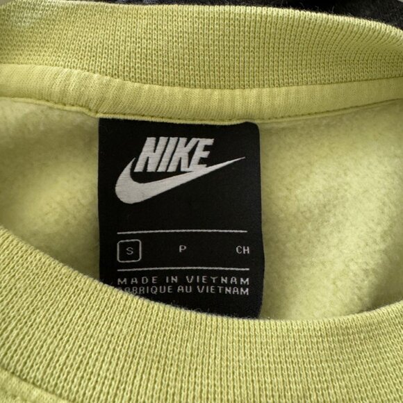 Nike Lime Green Embroidered Swoosh Crewneck Sweatshirt Small - Picture 4 of 4